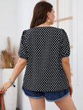 Fairyshely 2025 Summer Casual Print Plus Size Top Women Square Collar Loose Large T-shirt Lady Short Sleeve Elegant Curvy Tops
