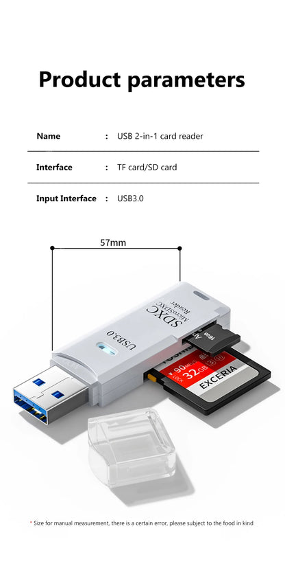 USB 3.0 Card Reader Micro SD TF Memory Card Reading Adapter High Speed 2 IN 1 Card Reader For Phone PC Laptop Accessories U disk