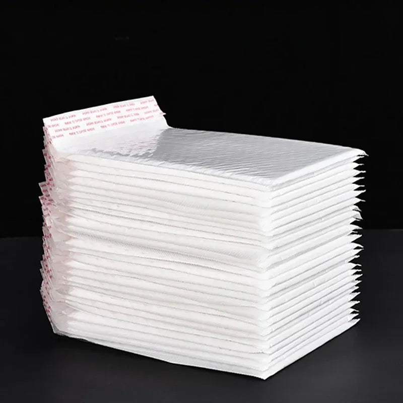 Bubble Mailers para embalagem de correio, envelope acolchoado branco, auto selo, sacos de envio, presente, atacado, 100pcs