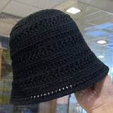 Hollow Out Crochet Sun Hat Wide Brim Bucket Hat Knitted Fisherman Hat Foldable Visor Small Fresh Simple Outdoor Casual Beach Cap