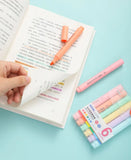 6Pcs/set Pastel Color Macaron Highlighter Pen Marker Pens Fluorescent Pen Drawing Highlighters Cute Stationery School Supplies