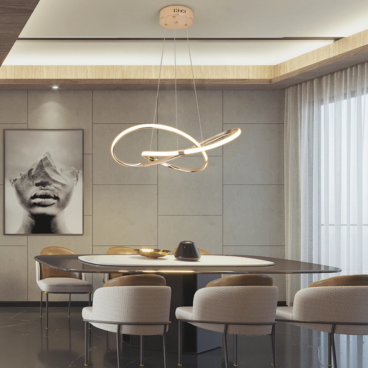 Alexa Google Dia540mm Modern Led Pendant Lights Lamp 90-265V Suspension Pendant Lamp Lights for Dinning Kitchen Room Bar Shop