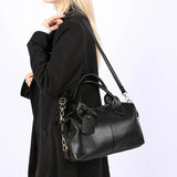 Genuine Brand Soft Leather Shoulder Bag For Women Casual Tote Bag Female Solid Color Purse Simple Design Handbag Commuting Sac