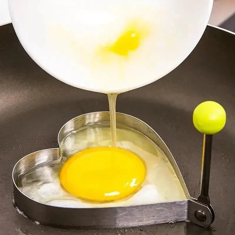 Nuevo molde de acero inoxidable para huevos fritos, forma de corazón, para hacer panqueques, para el desayuno, para hornear tortillas, herramientas de cocina, accesorios de cocina, gadget