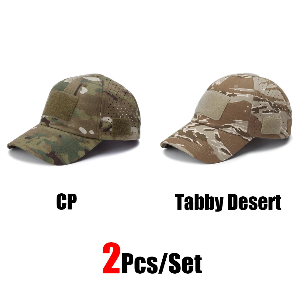 1/2pcs New Men's Camouflage Baseball Cap Breathable Sunscreen Hat Outdoor Sports Hunting Hiking Camping Beach Fishing Sun Hat