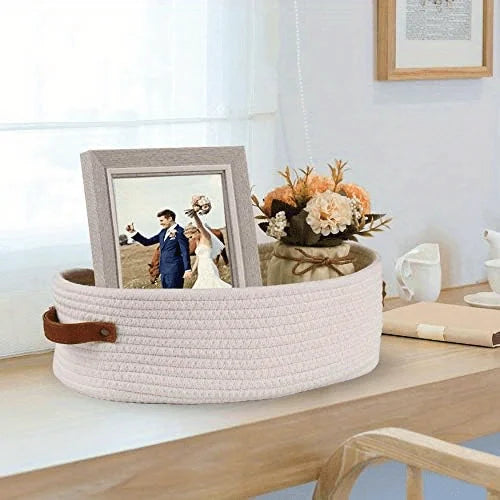 Oval Woven Bathroom Storage Basket, Multifunctional Desktop Organizer, Toilet Paper Holder, Toy Storage Basket
