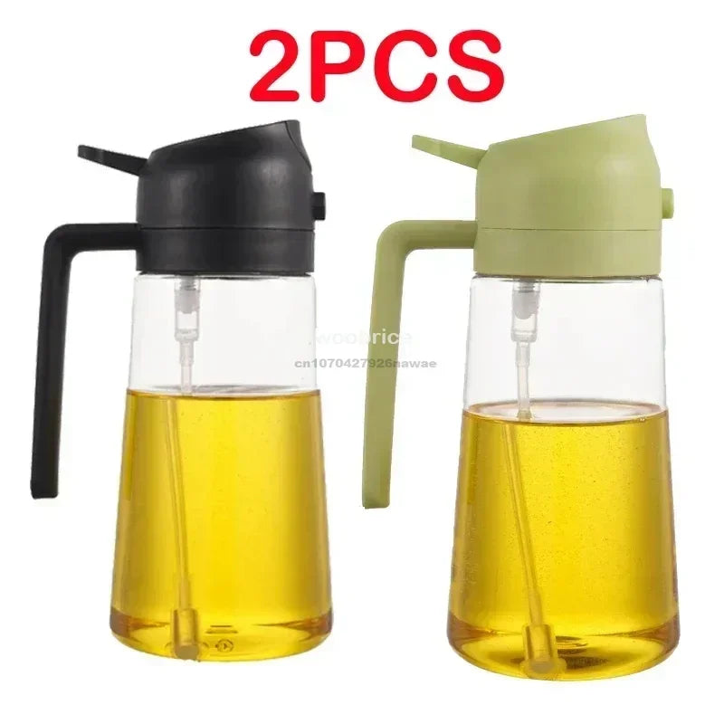 2 in1 Oil Spray Bottle Plastic Kitchen Barbecue Cooking Olive Oil Dispenser Oil Jar Baking Vinegar Soy Sauce Spray Container