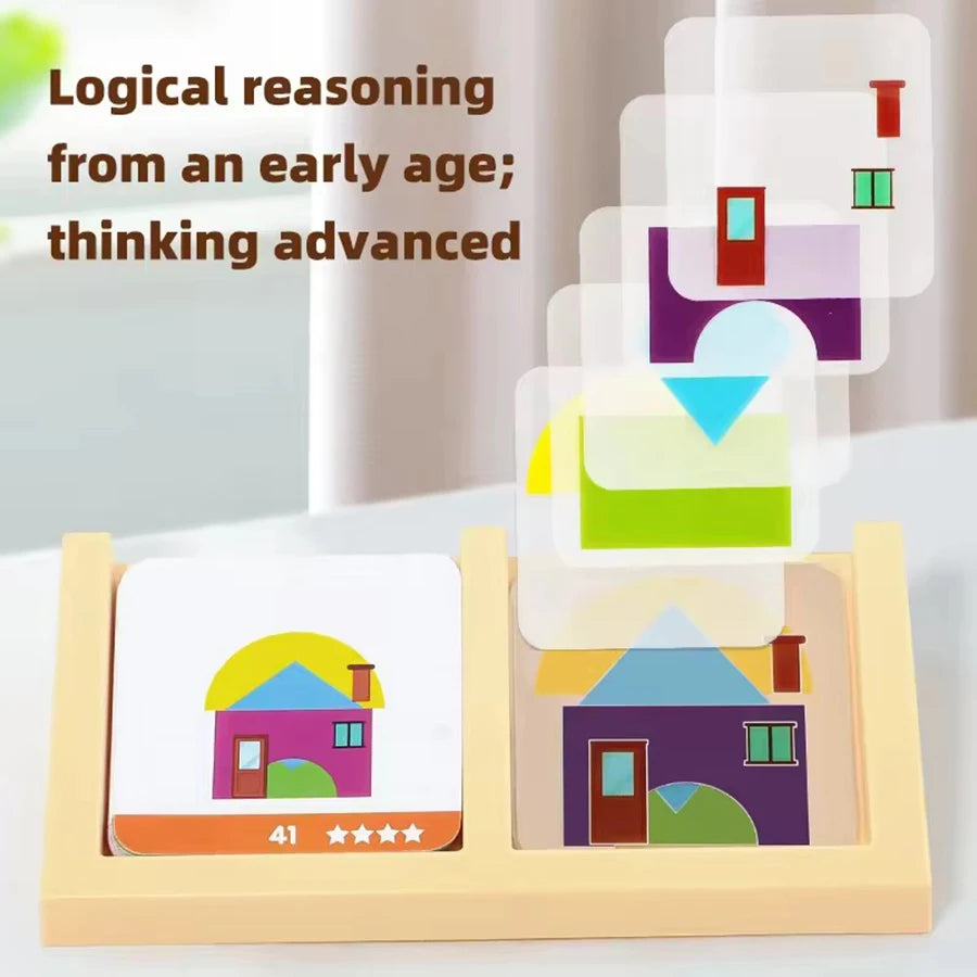1set- House Logic Game Montessori Toys Creative Geometric Shape Spatial Imagination Intellectual Thinking Puzzle Games Kids Toy