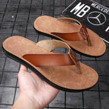 Size 38-47 New Italian Leather Flip-flops For Men Casual Cool Beach Summer Shoes Hotel Slippers Man Light Flats Luxe Men's Shoes