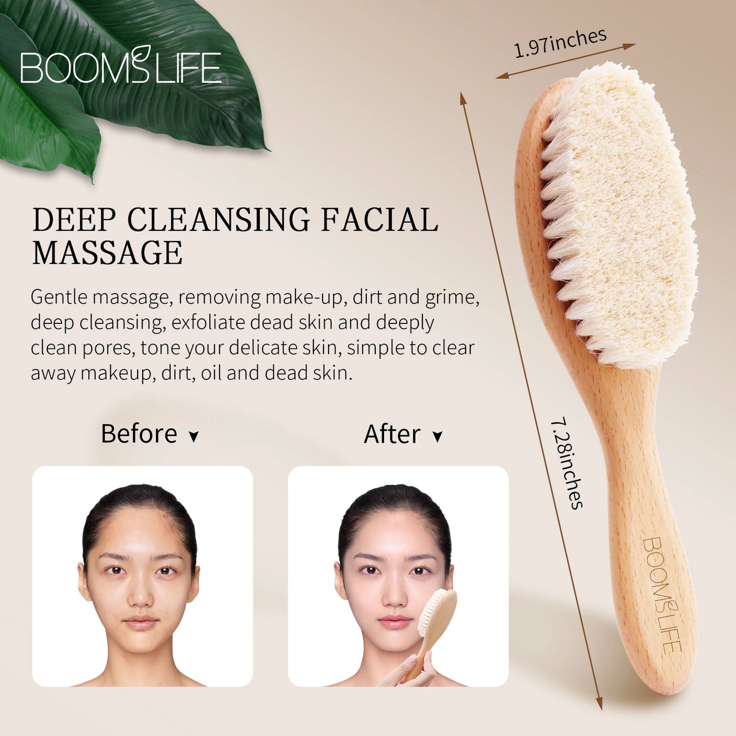 Face Cleansing Brush  Face Cleansing Brush  For Deep Pore Cleansing Face Professional Fiber Exfoliating  Wood Handle Brush