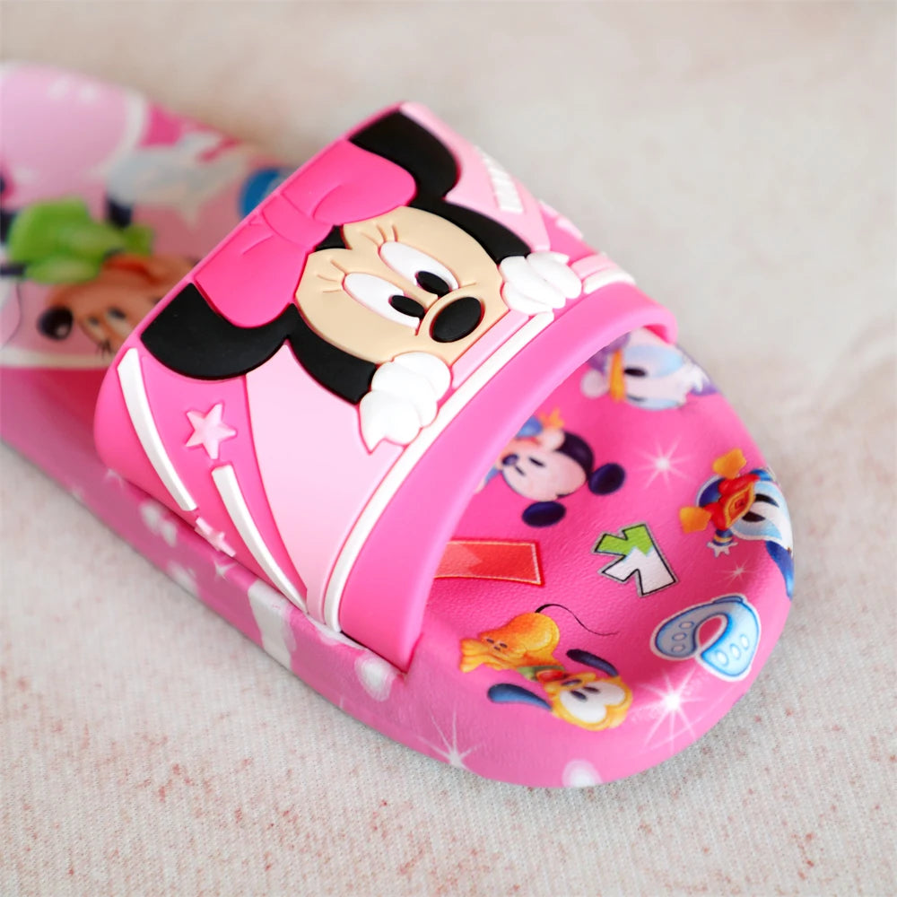 Nuevas sandalias de verano para niños, con dibujos de Minnie, zapatos de suela suave para niños y niñas, zapatillas antideslizantes, aptas para todas las estaciones.