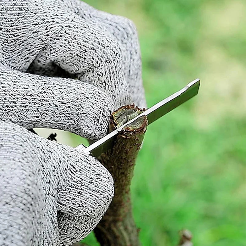 Cuchillo de injerto de jardín, cuchillo de podar de acero inoxidable con mango de madera, cinta para injertar, herramientas para árboles frutales, herramienta de injerto de jardinería