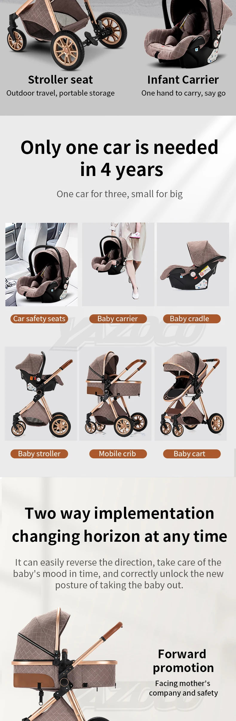 Baby stroller 3 in1,four wheel stroller,2 in 1 baby car,Lightweight strollers,Mutifunction Strollers,baby carriage,Poussette
