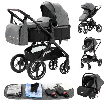 Luxurious 3 in 1 Baby Stroller Portable Travel Baby Carriage Folding Prams Aluminum Frame High Landscape Car for Newborn Baby