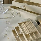 1 Piece High-Capacity Three-Layer Flannel Jewelry Box Drawer Jewelry Box Storage Earrings Necklace Ring