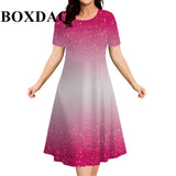 2026 New Women's Dresses Fashion Tie Dye Gradient 3D Printed Elegant Loose Dress Plus Size Female Casual Short Sleeve Dress  9XL