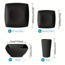 16-Piece Square Dinnerware Set - Heavy Duty Ceramic Plates, Bowls, Cups | Dishwasher & Microwave Safe for Everyday Use