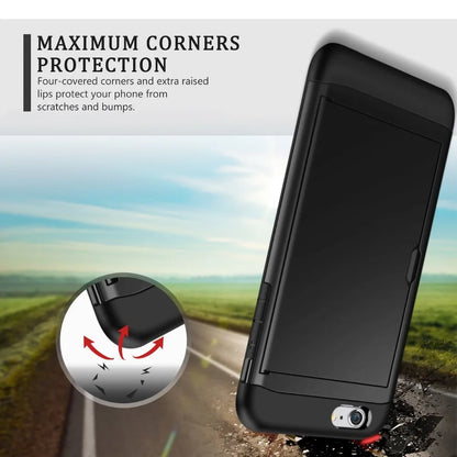 Funda para iPhone SE 2022 2020 con puerta corredera, bolsillo oculto, ranuras para tarjetas, antiarañazos, para iPhone SE3 SE2 SE