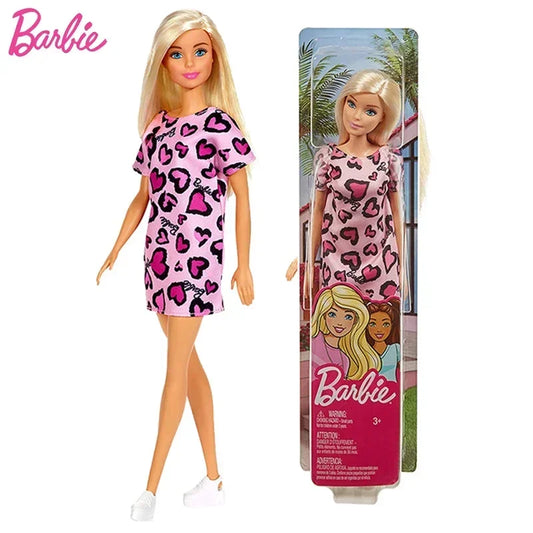 Original Mattel Barbie Fashionistas Doll Floral Dress with Sweet Casual Clothes and Accessories Toys for Girls Collection Gift