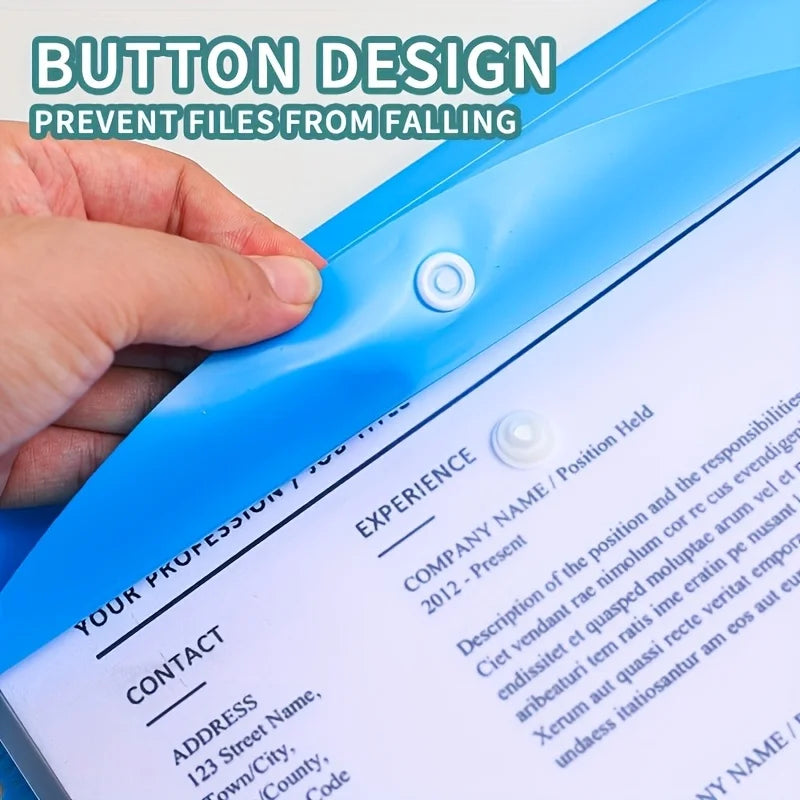 6pcs A4 High-Capacity Loose-Leaf File Bags with 11-Hole Binding Rings,Expandable Button and Label Pockets,Suitable for School