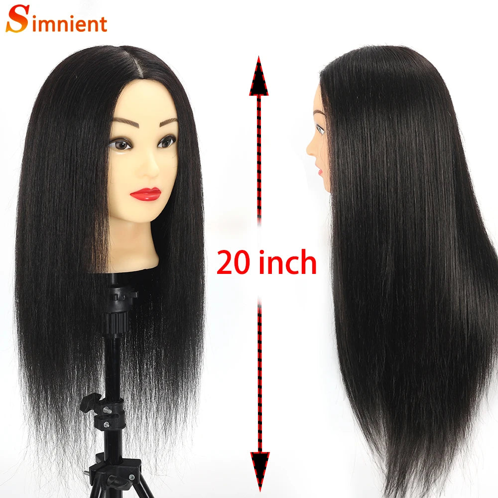 Simnient 100% cabeças de manequim de cabelo humano com para treinamento de cabelo estilo solon cabeleireiro manequim cabeças de boneca para prática de penteado