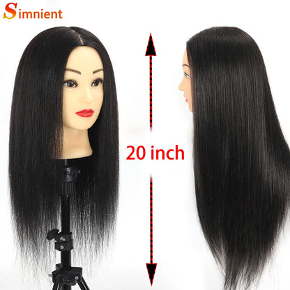 Simnient 100% cabeças de manequim de cabelo humano com para treinamento de cabelo estilo solon cabeleireiro manequim cabeças de boneca para prática de penteado