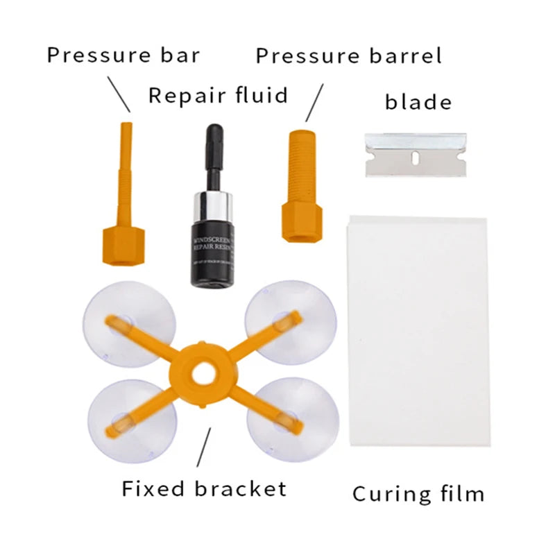 Kit de reparación de parabrisas, reparación rápida de vidrios agrietados de automóvil, herramienta de reparación de parabrisas, sellador de resina, bricolaje, pulido de pantallas de ventana de automóvil 