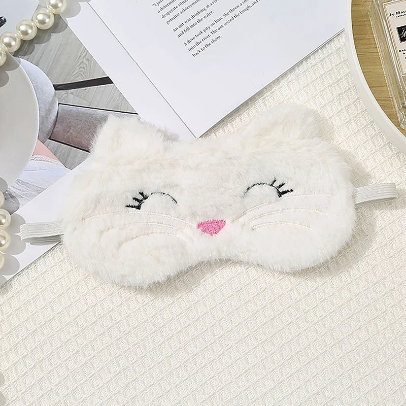 1Pc Cute Cartoon Cat Plush Sleeping Eye Mask Comfortable Sleep Mask Sleep Aid Traveing Home Shading Light Eye Cover Eyeshade