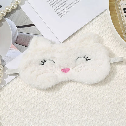 1Pc Cute Cartoon Cat Plush Sleeping Eye Mask Comfortable Sleep Mask Sleep Aid Traveing Home Shading Light Eye Cover Eyeshade