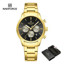 NAVIFORCE NF8076 Sports Watches for Men Stainless Strap Quartz 3ATM Waterproof Shockproof New Fashionable Clock