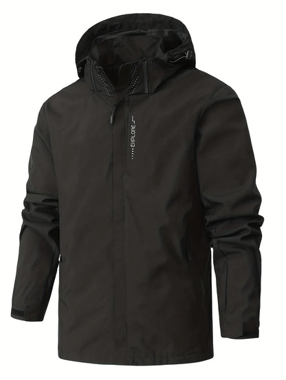 Men's Lightweight Waterproof Rain Jacket, Hooded Shell Outdoor Raincoat Hiking Windbreaker Jacket Coat