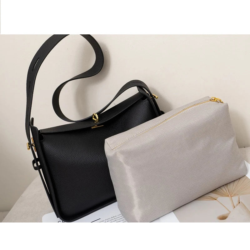 New Genuine Leather Luxury Designer Women's Shoulder Crossbody Underarm Bags Cowhide Ladies' Large Capacity Tote Bag Fashion Purse