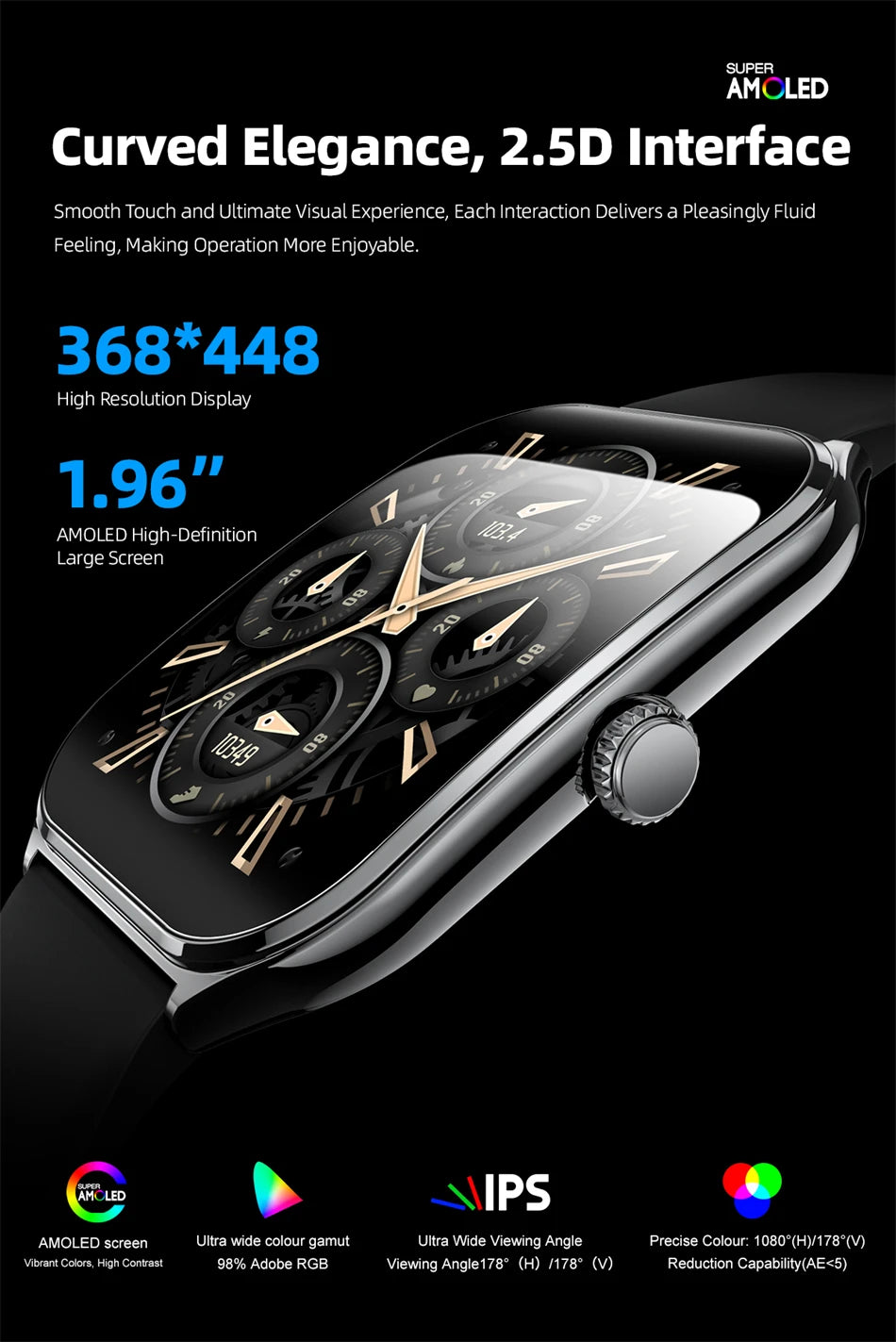 New For OPPO Ultra Thin Smart Watch Men Woman 1.96" HD AMOLED 70+Sports Mode Health Monitor Bluetooth Call Waterproof Smartwatch