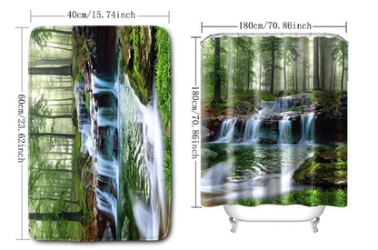VIKAMA Tropical Plant Leaves Shower Curtain Set  Monstera Print Pattern Green Palm Leaf  Home Decor Bath Mat Toilet Lid Cover