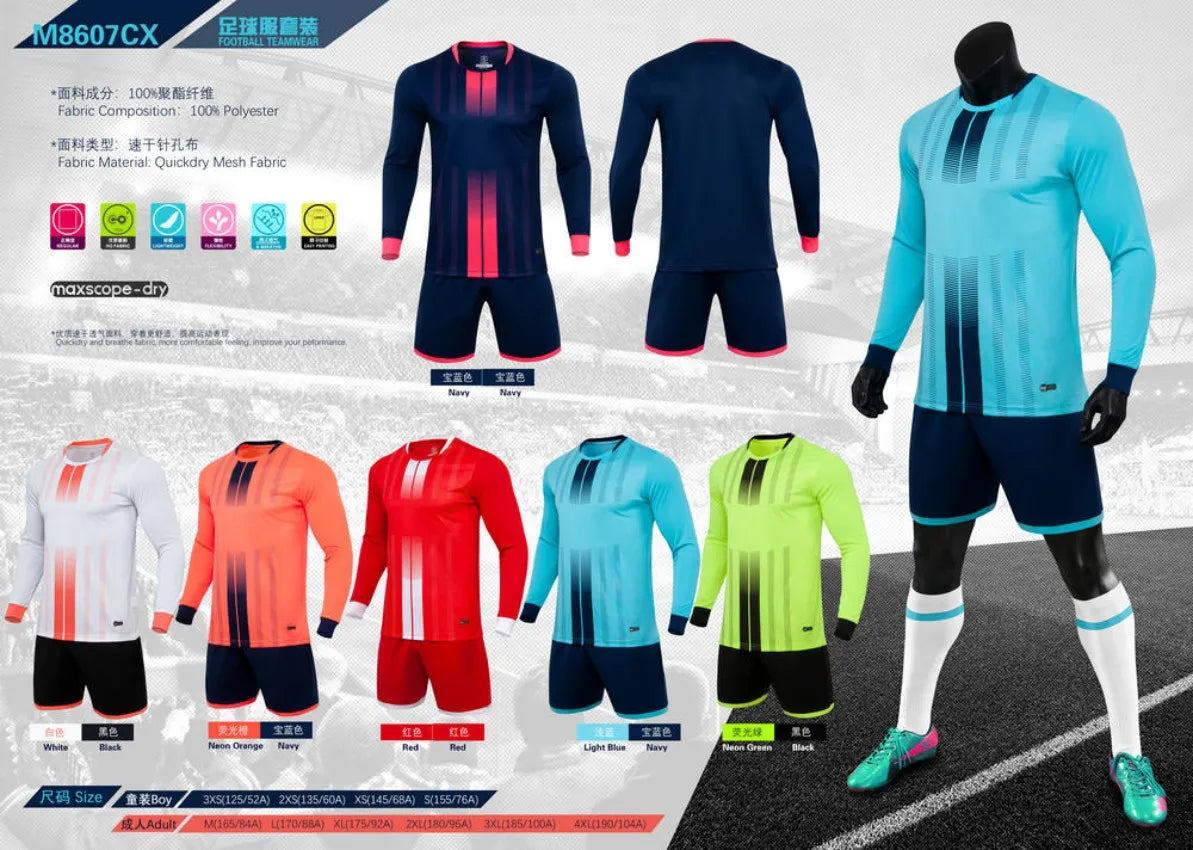 Adult Kid Soccer Jersey Customize Long Sleeved Football Uniform Shirt Futsal Sportswear Training Tracksuit Sports Clothes Outfit