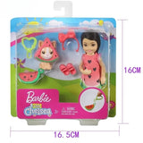 Original Barbie Dolls Club Chelsea Dress Up Burger Costume Pets Accessories Kids Toys for Girls Princess Play House Set Juguetes