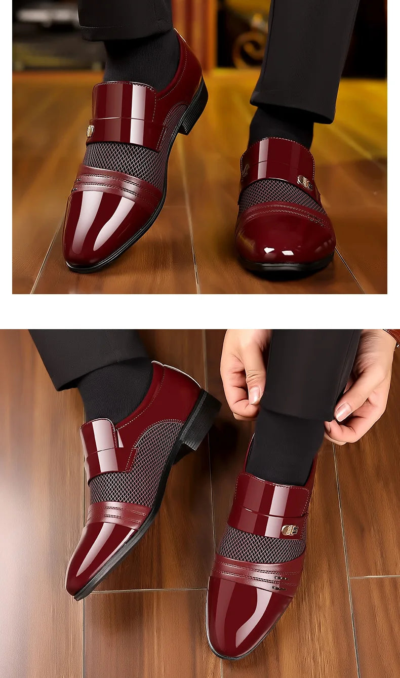 Men's Luxury Lacquer Oxford Wedding Shoes, Pointed Toe Dress Shoes for Men, Classic Business Men's Leather Shoes, Big Size 38-48