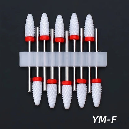 10pcs Ceramic Nail Drill Bits Set, Electric Manicure & Pedicure Milling Cutter, For Nail Polishing Machine
