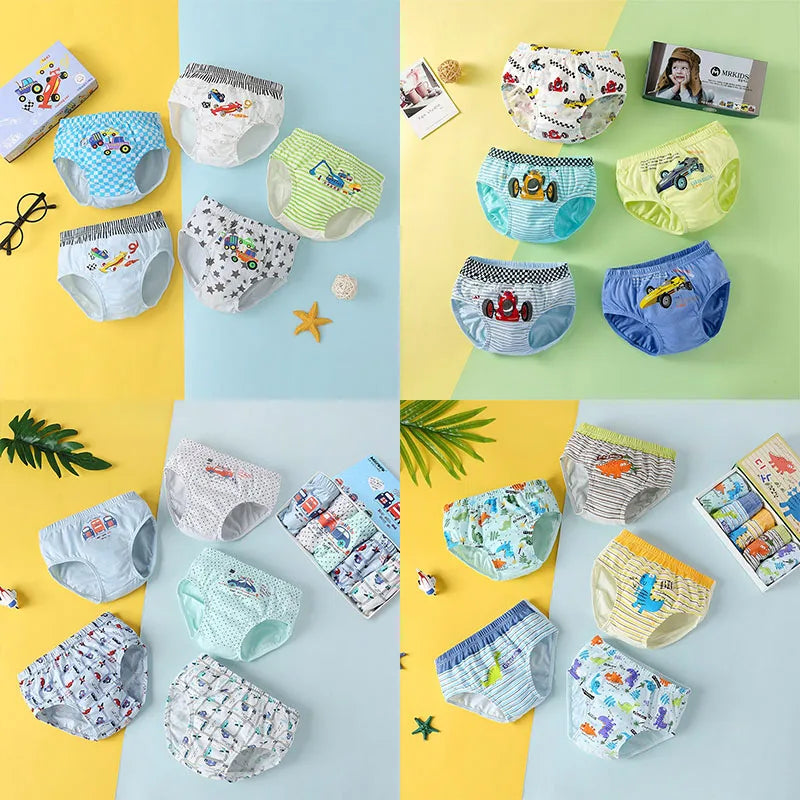 5-Piece Boy's Cotton Briefs Fashion Cool Spider-Man Print Pattern Children's Triangle Underwear Washable Breathable Boys Panties