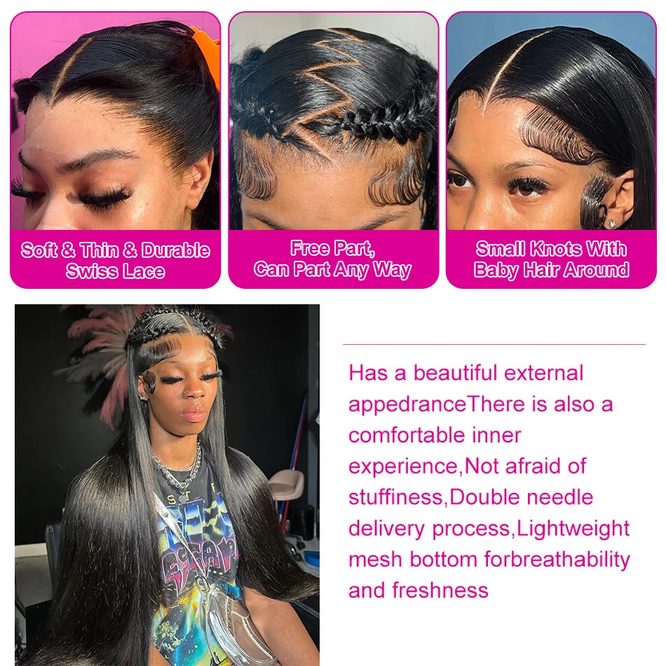 Peruca lace frontal cabelo humano liso hd - Densidade 250%