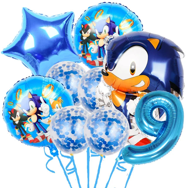 Sonic the Hedgehog Fontes do partido, Foil Balões, Látex Balões Kit, Decorações de aniversário, Balões Número, Decoração Presentes, 32"