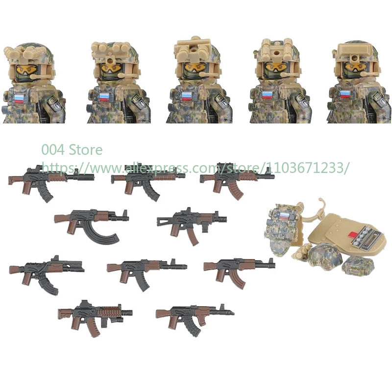 Military Special Forces Action Figure Building Blocks Ghillie Suit Weapons Sniper SWAT Ghost KSK Police Bandit Boy Toy Gift F029