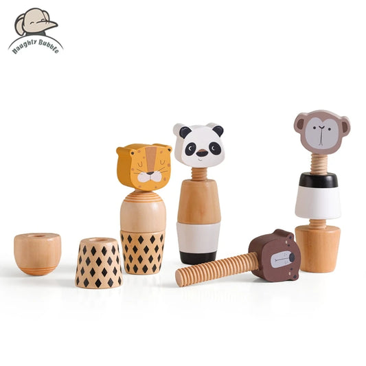 Montessori Toys For Babies Wooden Cartoon Animal Jigsaw Puzzle Toy Baby Education Puzzle Game Newborn Hand And Foot Exercise Toy