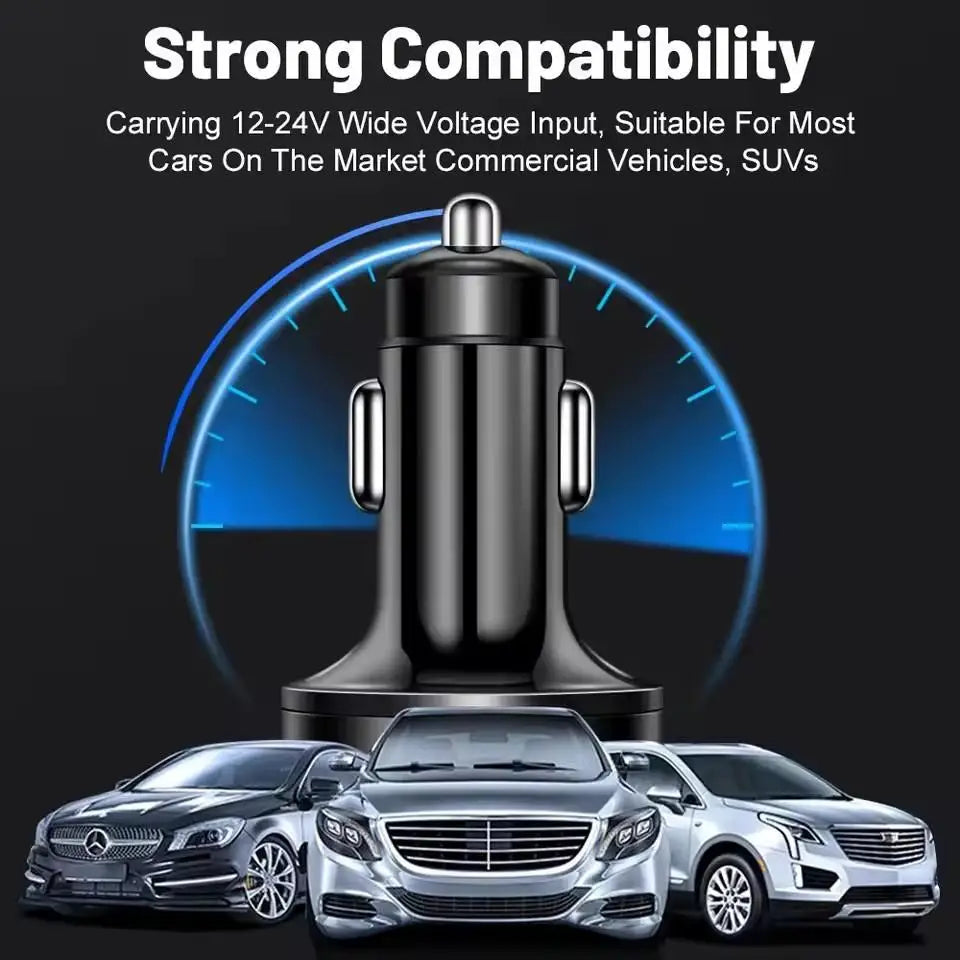 300W PD Car Charger 6 Ports Fast Charging QC3.0 USB C Car Phone Charger Type C Adapter Dual PD Super Fast with Digital Display