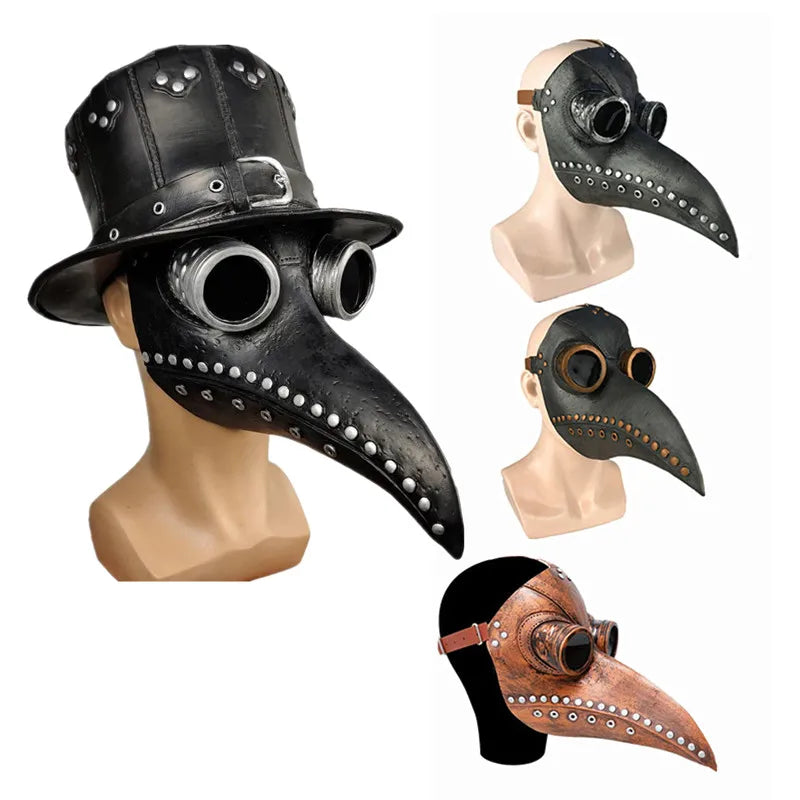 Capa de Halloween, máscara de médico de la peste, disfraz de Cosplay, Camisa larga de hechicero, bata negra con capucha, conjunto de disfraz de vacaciones para adultos y niños