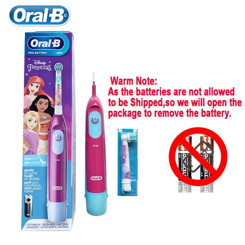 Oral B Electric Toothbrush Children Rotary Clean Soft Bristle 2 Min Timer Waterproof Teeth Brush with Replacement Brush Refill