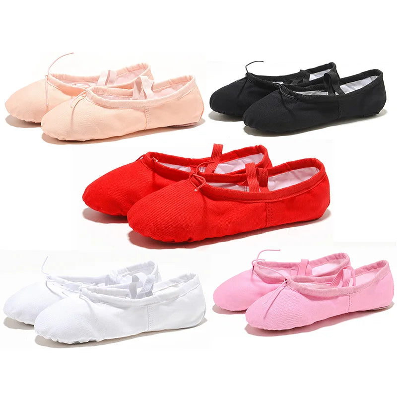 Flat Head Slippers for Kids, Soft Ballet Slippers, Belly Dance Shoes, Yoga, Gym, Black and White, Women and Men