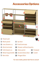 Modern Modular Low TV Cabinet｜3-Tier Sideboard with Drop Doors｜Steel Frame Storage Bench Unit | Minimalist Low Media Console