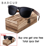 BARCUR Black Walnut Wood Sunglasses for Man Polarized High Quality Sqare Sun Glasses Men UV400 Eyewear Accessory Original Box