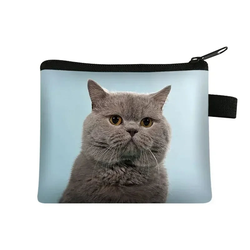 Coin Purse New Animal Cat Children's Wallet Student Portable Card Coin Key Storage Bag Polyester Hand Bag Mini Bag